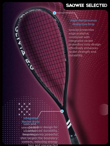 „Salywee“ patobulinta visiškai anglies pluošto profesionali skvošo raketė „Olivia 2.0“ integruota itin lengva 155 ± 5 g