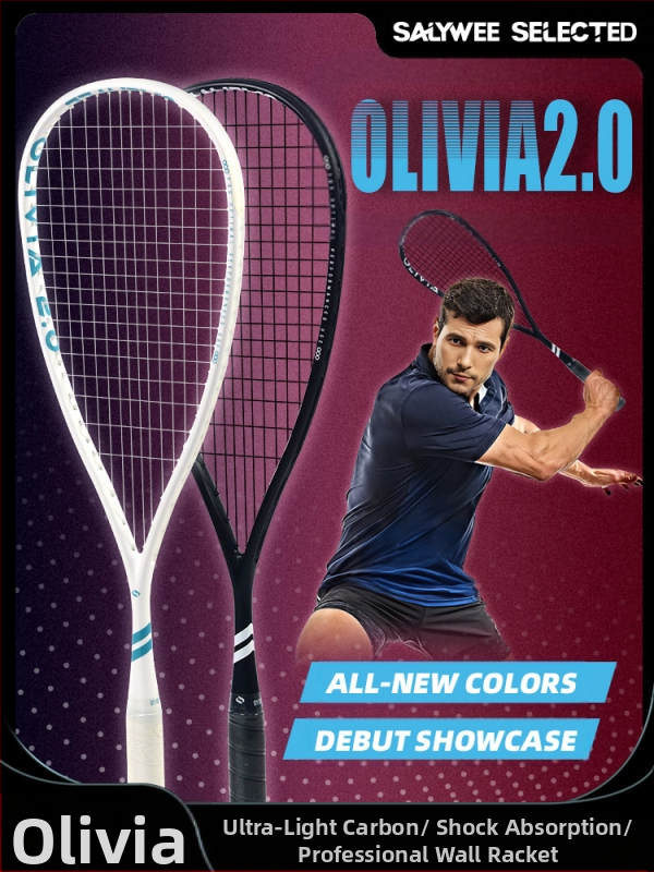 Rachetă de squash sportivă profesională Salywee, complet din carbon, Olivia 2.0, integrată, ultra-ușoară, 155±5g