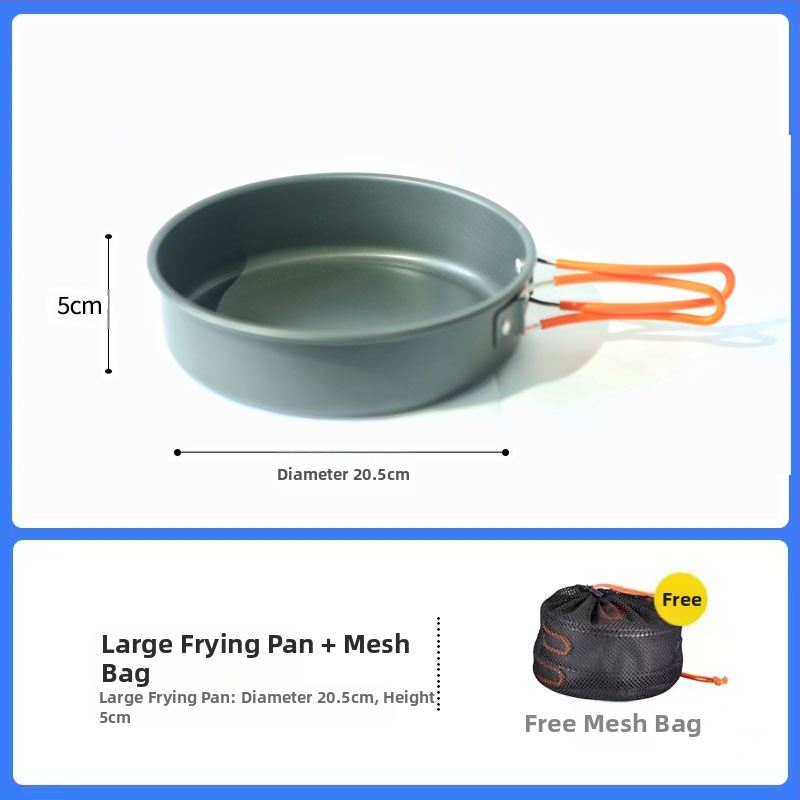 Трансгранична доставка на къмпинг съдове за готвене, кана за вряща вода, преносими къмпинг прибори за хранене, комплект тенджери, тиган, оборудване за готвене