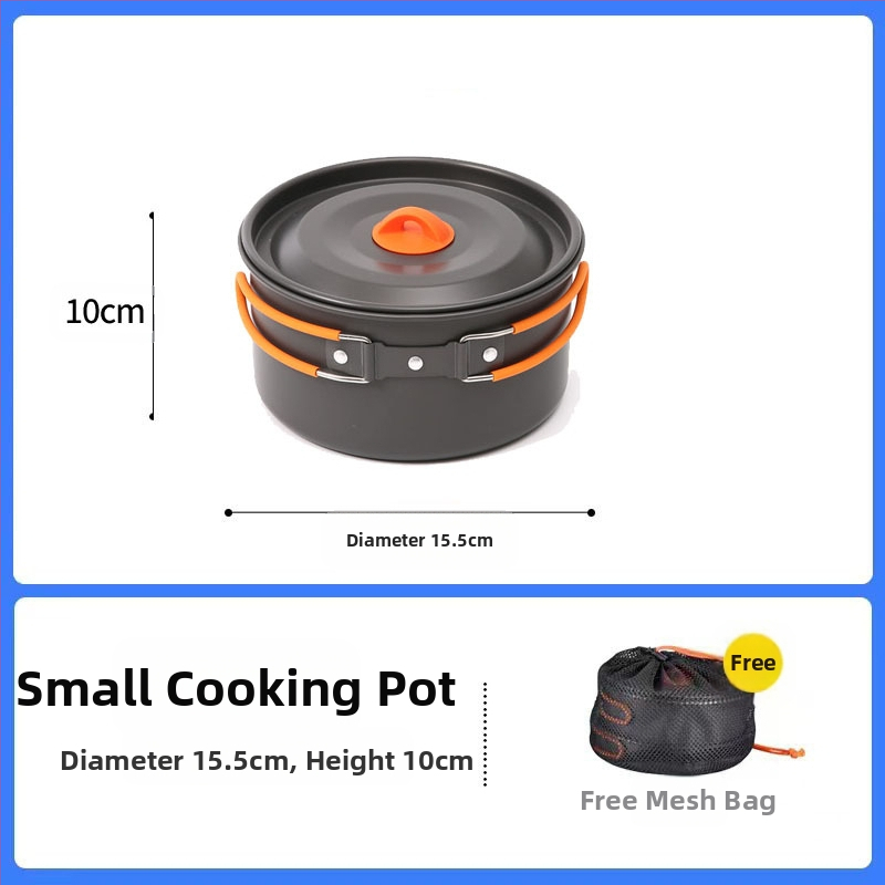 Трансгранична доставка на къмпинг съдове за готвене, кана за вряща вода, преносими къмпинг прибори за хранене, комплект тенджери, тиган, оборудване за готвене