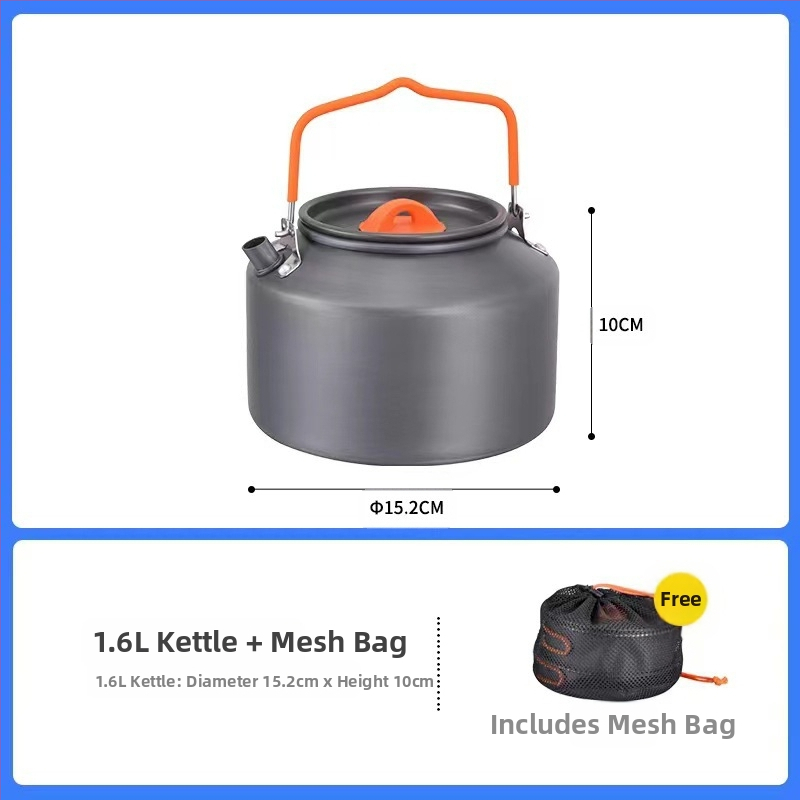 Трансгранична доставка на къмпинг съдове за готвене, кана за вряща вода, преносими къмпинг прибори за хранене, комплект тенджери, тиган, оборудване за готвене