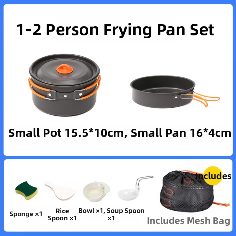 Трансгранична доставка на къмпинг съдове за готвене, кана за вряща вода, преносими къмпинг прибори за хранене, комплект тенджери, тиган, оборудване за готвене