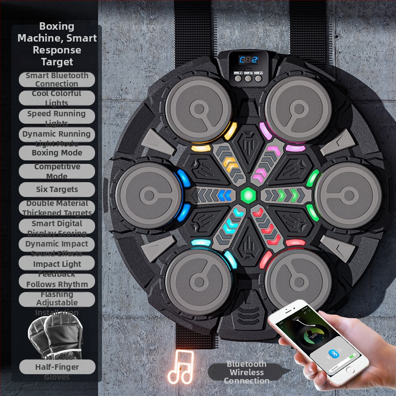 Rütmimuusika poksiseina sihtmärk Kodune laste poksitreener Dekompressiooniharjutus Nutikas Bluetooth-elektrooniline poksimasin