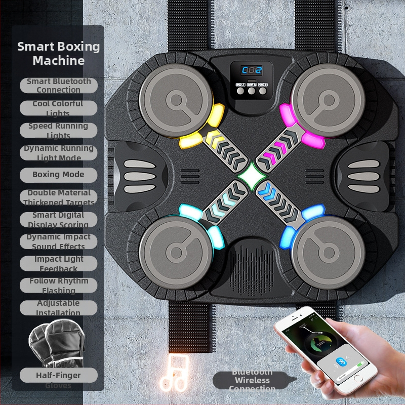 Rütmimuusika poksiseina sihtmärk Kodune laste poksitreener Dekompressiooniharjutus Nutikas Bluetooth-elektrooniline poksimasin