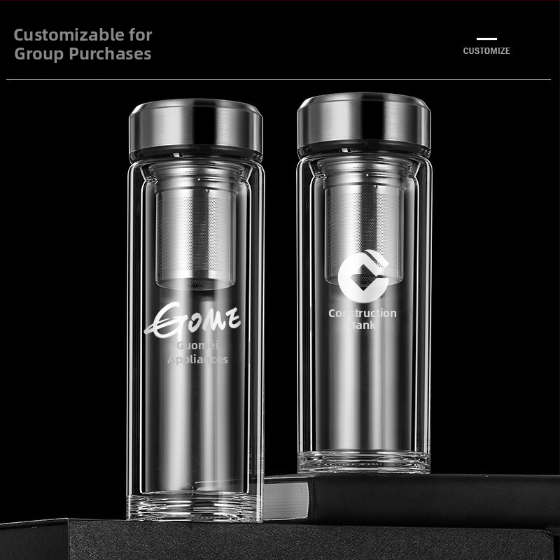 Умна стъклена чаша за вода, двуслойна, за накисване на чай, мъжка, прозрачна с топъл дисплей, разделяне на водата, изолация, чаша за вода