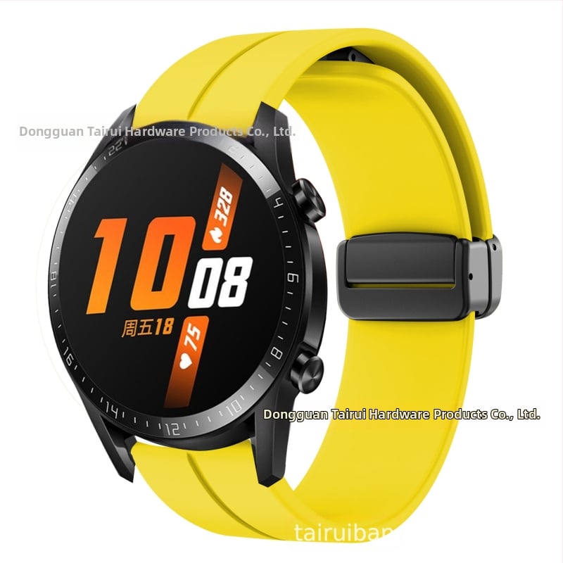 Vhodné pre silikónový remienok s magnetickou skladacou prackou 20/22 mm pre Samsung Watch 5/4/3 Huawei Gt3/2 Pro