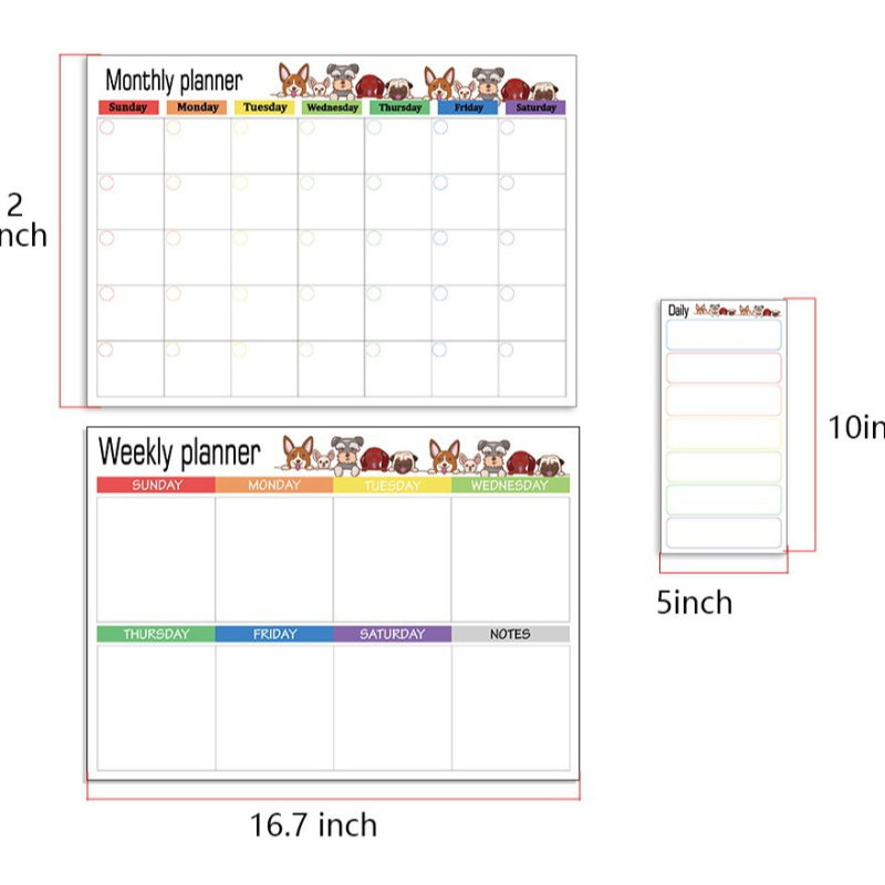 Kalender Kustutatav kuu nädala ajakava Magnetiline tahvel Kuivkustutatav tahvel Külmikukleebisega teadetetahvel Pehme tahvel 3 komplekti