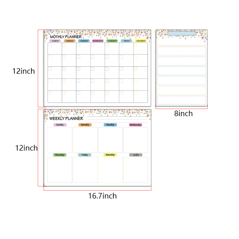 Kalender Kustutatav kuu nädala ajakava Magnetiline tahvel Kuivkustutatav tahvel Külmikukleebisega teadetetahvel Pehme tahvel 3 komplekti