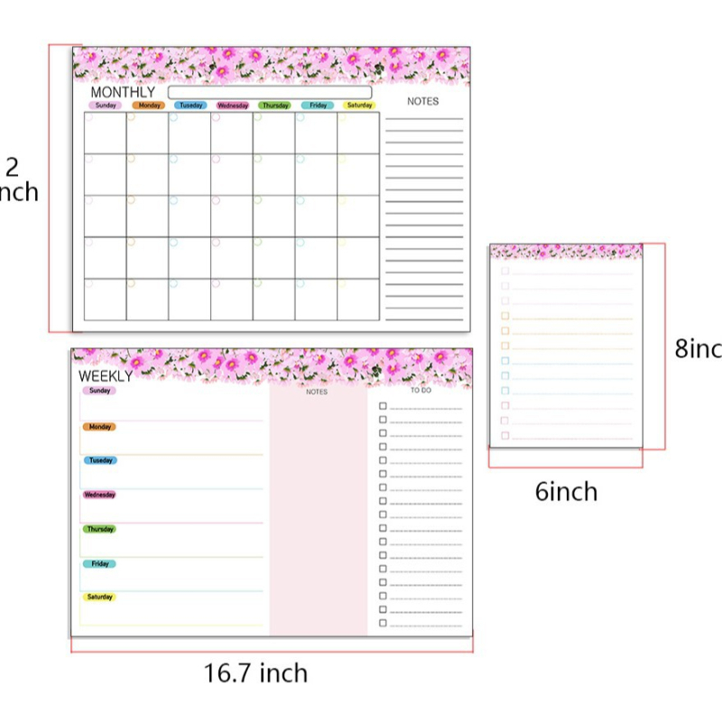Kalender Kustutatav kuu nädala ajakava Magnetiline tahvel Kuivkustutatav tahvel Külmikukleebisega teadetetahvel Pehme tahvel 3 komplekti
