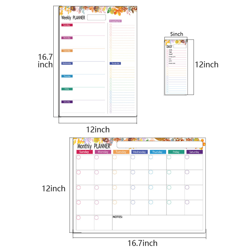 Kalender Kustutatav kuu nädala ajakava Magnetiline tahvel Kuivkustutatav tahvel Külmikukleebisega teadetetahvel Pehme tahvel 3 komplekti