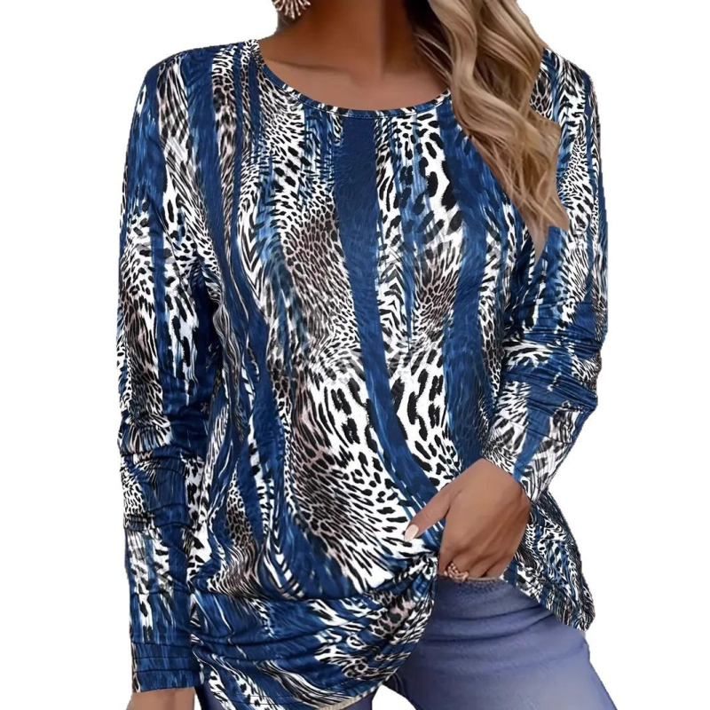 Sieviešu Design Sense Niche krekls ar garām piedurknēm un apkakli, jauns pavasara universāls kvadrātveida apdrukāts tops ME06