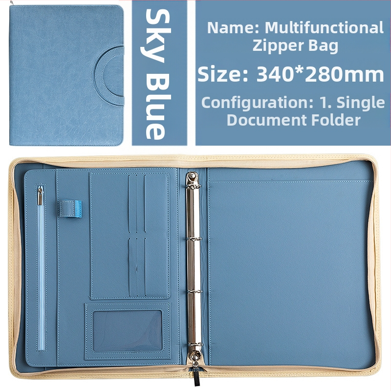 Spot multifunkcionális A4-es mappa PU bőr laza levelű cipzáras táska irodai üzleti táska menedzser mappa egyedi nagykereskedelem