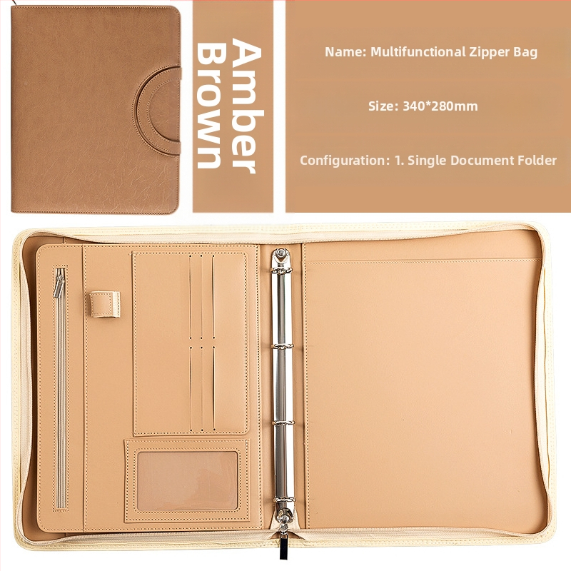 Spot multifunkcionális A4-es mappa PU bőr laza levelű cipzáras táska irodai üzleti táska menedzser mappa egyedi nagykereskedelem