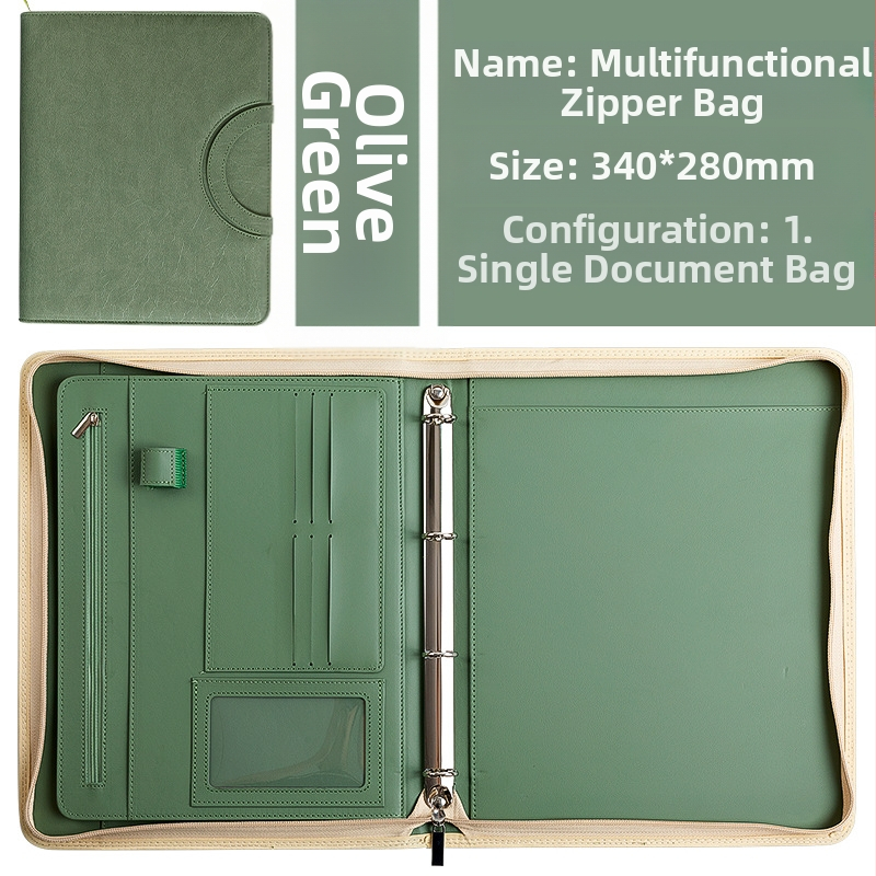 Spot multifunkcionális A4-es mappa PU bőr laza levelű cipzáras táska irodai üzleti táska menedzser mappa egyedi nagykereskedelem