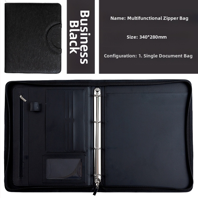 Spot multifunkcionális A4-es mappa PU bőr laza levelű cipzáras táska irodai üzleti táska menedzser mappa egyedi nagykereskedelem