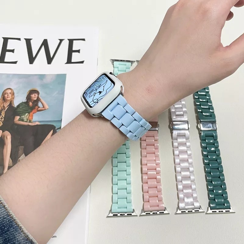 Potrivit pentru curea de ceas din plastic cu trei benzi Huawei Samsung, culoare curcubeu pur, curea de ceas din plastic Apple iWatch