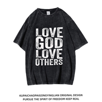 Νέο, εξατομικευμένο, διασυνοριακό αμερικανικό ρετρό ψηφιακό μπλουζάκι με άμεση εκτύπωση ψεκασμού, πλυμένο, χαλαρό βαμβακερό μισομανίκι, ανδρικό και γυναικείο μπλουζάκι