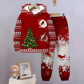 Νέα μοντέρνα και δροσερά παιδικά ρούχα για αγόρια 2025, μοντέρνο, casual, φούτερ με κουκούλα, σετ δύο τεμαχίων Rb05Rc01