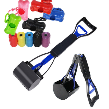 Комплект торби за боклук за домашни любимци на едро за съхранение на кучета, средни и големи кучета с дълга дръжка, щипка за столче