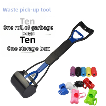 Комплект торби за боклук за домашни любимци на едро за съхранение на кучета, средни и големи кучета с дълга дръжка, щипка за столче