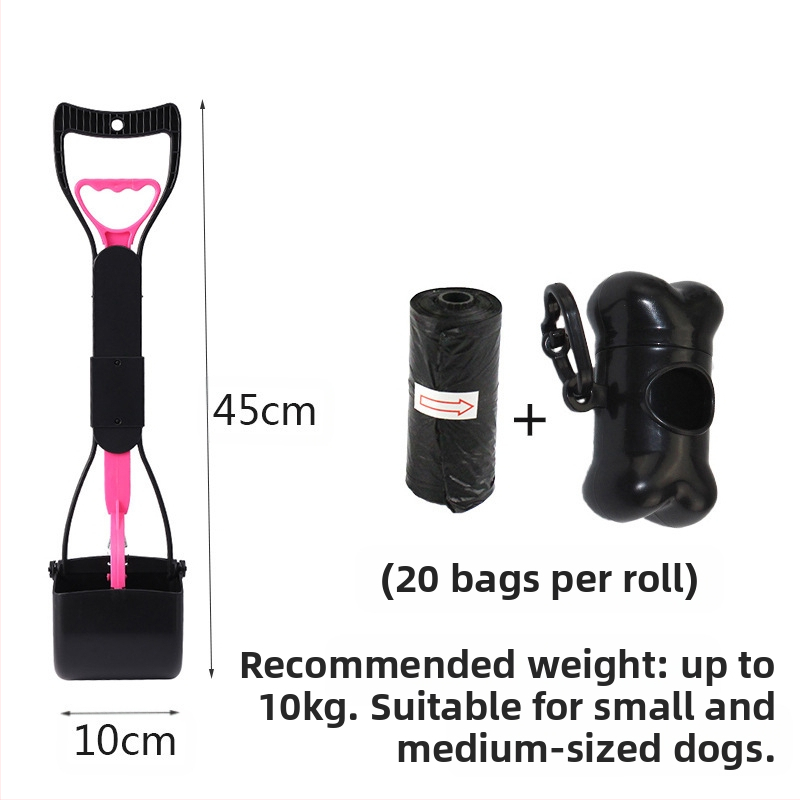 Комплект торби за боклук за домашни любимци на едро за съхранение на кучета, средни и големи кучета с дълга дръжка, щипка за столче