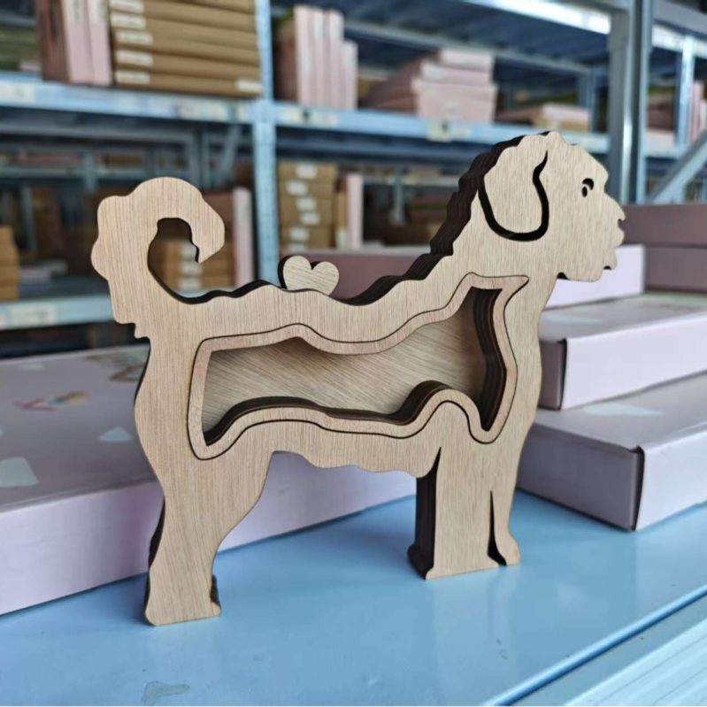 Cutie creativă din lemn pentru depozitarea părului de animale de companie, cutie memorială pentru părul de animale de companie, câini și pisici