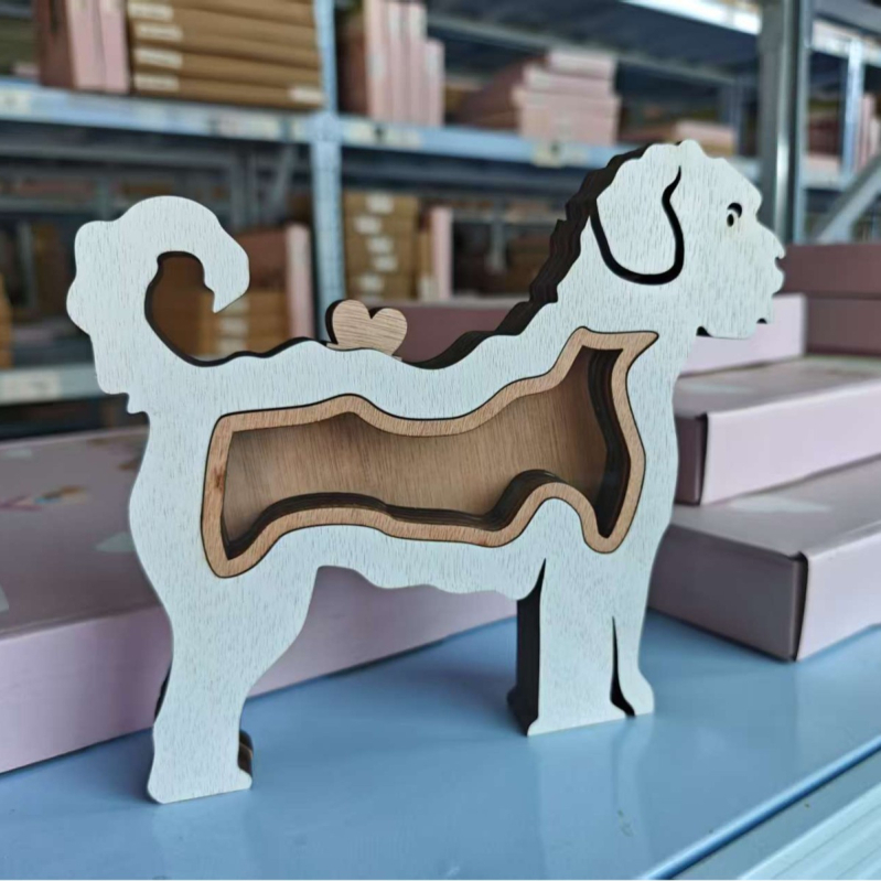 Cutie creativă din lemn pentru depozitarea părului de animale de companie, cutie memorială pentru părul de animale de companie, câini și pisici