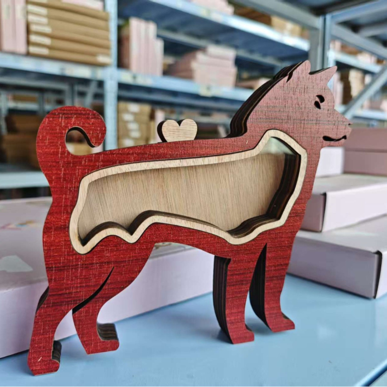 Cutie creativă din lemn pentru depozitarea părului de animale de companie, cutie memorială pentru părul de animale de companie, câini și pisici