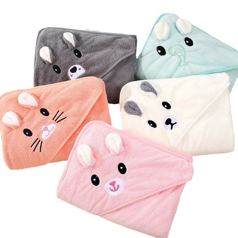 Koralų vilnos kūdikio antklodė su animacinių filmukų meškiuko ir triušio formos antklodė su minkšta, sugeriančia skytimi, trimatė, gobtuvu aprūpinta naujagimio antklodė