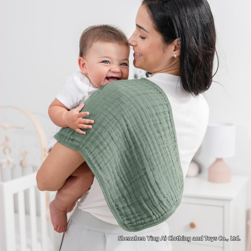 Amazon Шестетажен муселинов бебешки шал за новородено, квадратен шал за лице, подходящ за кожата, плътен цвят