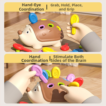 Matu raibu darba vārdā mazs ezītis smalko motoriku treniņu rotaļlietas puzle agrīnā izglītība 1 3 gadus veci zīdaiņi un bērni roku-acu koordinācija
