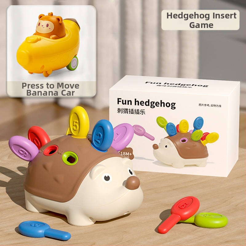 Matu raibu darba vārdā mazs ezītis smalko motoriku treniņu rotaļlietas puzle agrīnā izglītība 1 3 gadus veci zīdaiņi un bērni roku-acu koordinācija