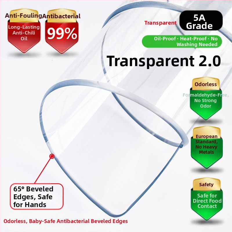 Veekindel ja õlikindel pesukindel läbipaistev paks kohvilaua alus, laua kaitsekile, pehmest plastist klaasist laudlina