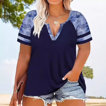 Euroopa ja Ameerika piiriülene eksport 2024. aasta kevad- ja suveks, uus V-kaelusega, raglanvarrukatega, triibuline ja lühikeste varrukatega T-särk, Wb28