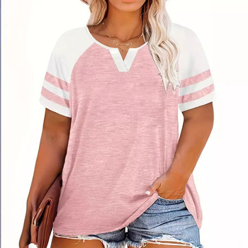 Euroopa ja Ameerika piiriülene eksport 2024. aasta kevad- ja suveks, uus V-kaelusega, raglanvarrukatega, triibuline ja lühikeste varrukatega T-särk, Wb28