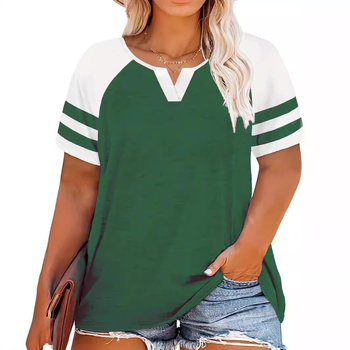 Euroopa ja Ameerika piiriülene eksport 2024. aasta kevad- ja suveks, uus V-kaelusega, raglanvarrukatega, triibuline ja lühikeste varrukatega T-särk, Wb28