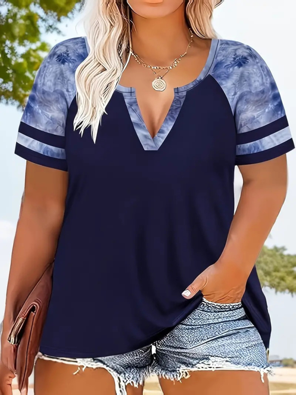 Euroopa ja Ameerika piiriülene eksport 2024. aasta kevad- ja suveks, uus V-kaelusega, raglanvarrukatega, triibuline ja lühikeste varrukatega T-särk, Wb28