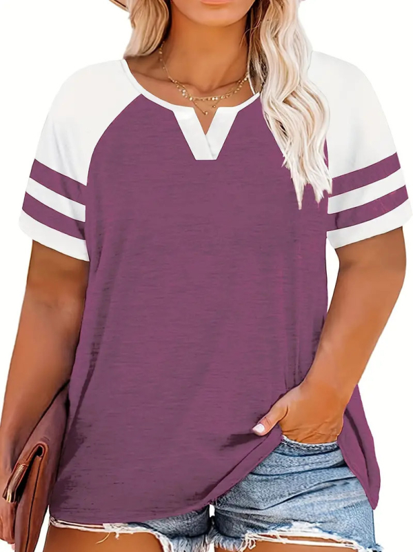 Euroopa ja Ameerika piiriülene eksport 2024. aasta kevad- ja suveks, uus V-kaelusega, raglanvarrukatega, triibuline ja lühikeste varrukatega T-särk, Wb28