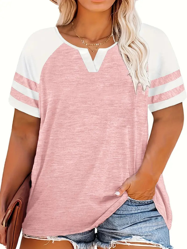 Euroopa ja Ameerika piiriülene eksport 2024. aasta kevad- ja suveks, uus V-kaelusega, raglanvarrukatega, triibuline ja lühikeste varrukatega T-särk, Wb28