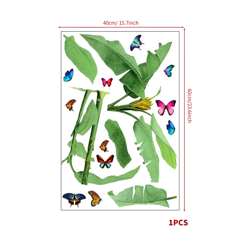 Rohelise lehega rohelise taimega potis seinamaaling, dekoratiivne PVC-kleebis JS-N, piiriülene elutoa taustaga seinale dekoratiivne seinakleebis