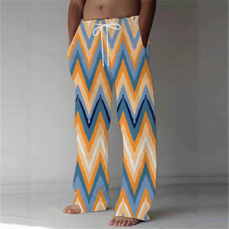 Lahedad trendikad uued piiriülesed meeste pingutusnööriga spordi-vabaajapüksid Amazoni piiriülese 3D-printimisega Euroopa ja Ameerika stiilis