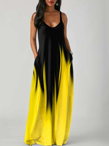 Rochie lungă din talie medie, elegantă, cu imprimeu, din materiale europene și americane, transfrontaliere, de primăvară și de vară