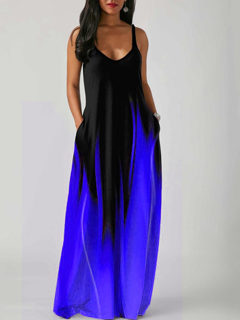 Rochie lungă din talie medie, elegantă, cu imprimeu, din materiale europene și americane, transfrontaliere, de primăvară și de vară