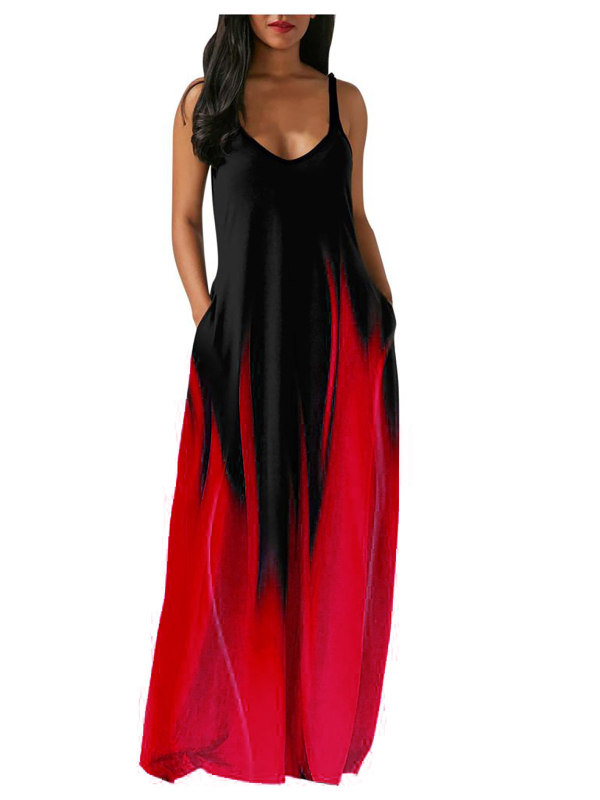 Rochie lungă din talie medie, elegantă, cu imprimeu, din materiale europene și americane, transfrontaliere, de primăvară și de vară