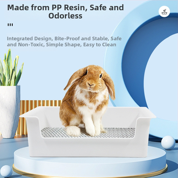 Τουαλέτα για κουνέλι, τσιντσιλά, ινδικό χοιρίδιο, μεγάλη τετράγωνη τουαλέτα για κατοικίδια με αντιανατροπή, προμήθειες για λεκάνη ούρων και κοπράνων