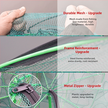 Сгъваема мрежа за риболов в клетка за скариди, само навътре и навън, мрежа за риболов на змиорки, мрежа за омари, мрежа за скариди, мрежа за риба, мрежа за улов на раци