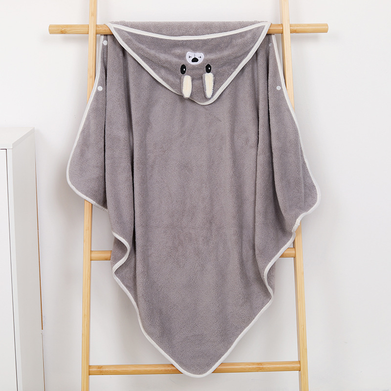 Kūdikio rankšluostis su danga naujagimiui, vaikiškas rankšluostis, sugeriantis, šiltas, koralų vilnos kepurė, nespyruoklinis