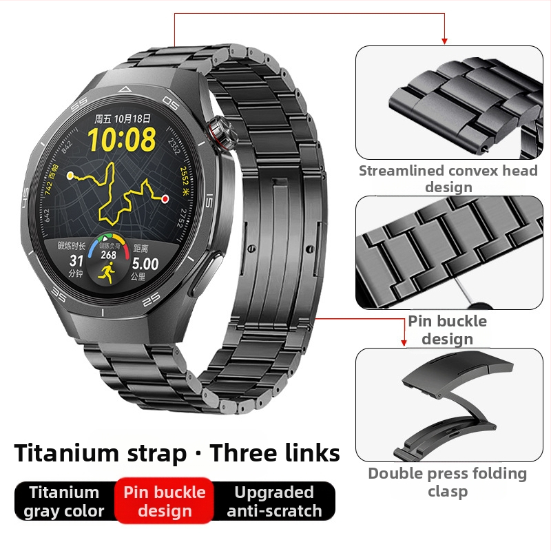 Tinka „Huawei Gt5/Pro Watch“ titano lydinio gryno titano dirželiui „GT4/Watch5/4/6“ verslo stiliaus laikrodžio dirželiui
