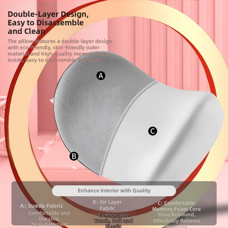 Vasaras elpojošs zamšādas automašīnas galvas balsts ar atmiņas putām, kakla spilvens, jostasvietas atzveltne, četru gadalaiku vidukļa spilvens, sēdekļa spilvens ar apdrukātu logotipu