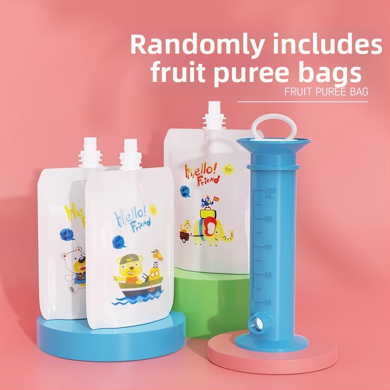 Прост пълнител за бебешка храна тип спринцовка, разделител за торбички за бебешко плодово пюре, приспособление за споделяне на бебешка храна